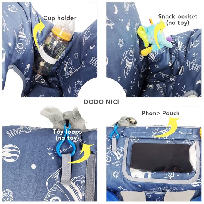 Shopping Cart Cover for Baby/Toddler, Cozy High Chair Cover, Blue Spaceship