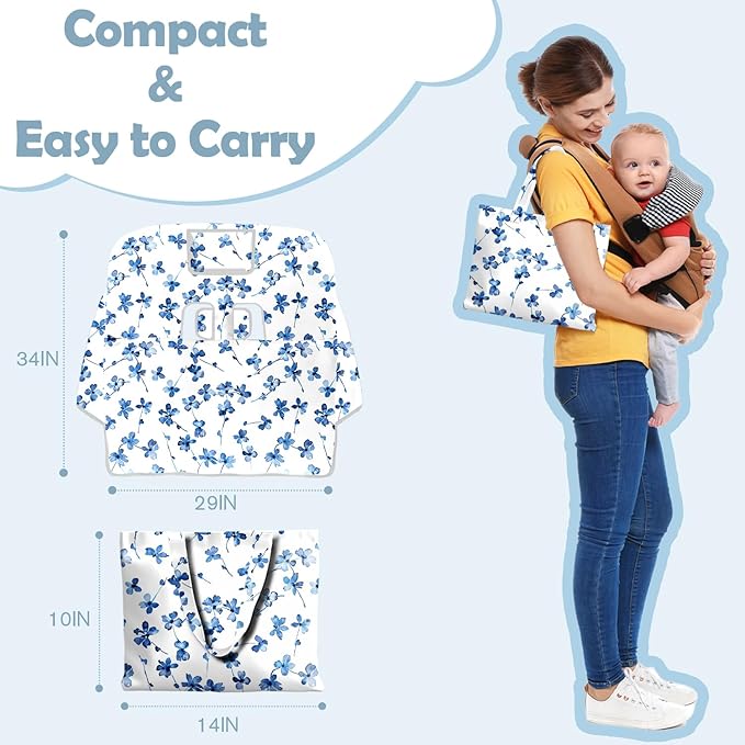 Shopping Cart Cover for Baby Girl Boy 2-in-1 High Chair Water Resistant High Chair Cover Blue Space Rocket Gender Neutral Cart Cover for Babies Padded Grocery Cart Cover for Baby