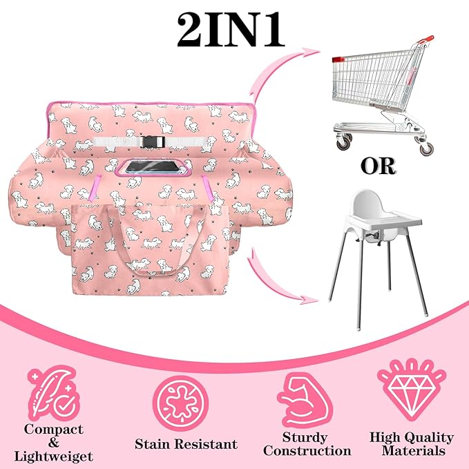 Shopping Cart Cover for Baby Girl Boy 2-in-1 High Chair Water Resistant High Chair Cover w/Phone Pouch Pocket Gender Neutral Cart Cover for Babies Padded Grocery Cart Cover for Baby