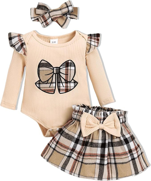 Newborn Infant Clothes Baby Girl Dress Summer Toddler Outfit Cute Girl Romper Skirt Set+Headband