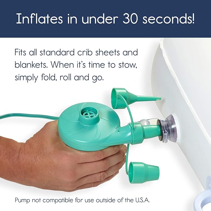 hiccapop Inflatable Toddler Travel Bed with Safety Bumpers [4-Sided] | Portable Toddler Bed for Kids | Toddler Air Mattress | Kids Air Mattress - Teal Blue