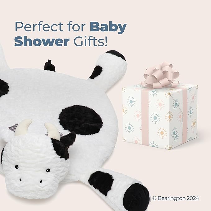 Bearington Collection Cow Tummy Time Mat - 30" x 30" Plush Polyester