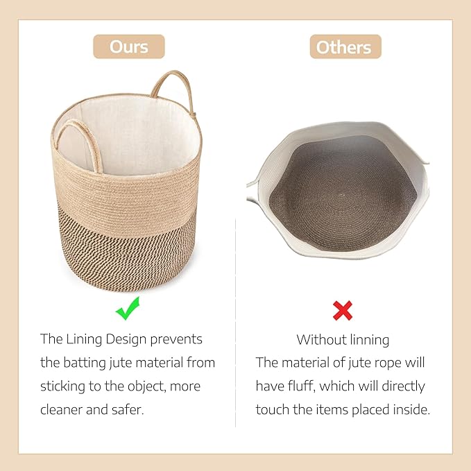 Mkono Woven Storage Basket Decorative Rope Basket Wooden Bead Decoration for Blankets,Toys,Clothes,Shoes,Plant Organizer Bin with Handles Living Room Home Decor, Yellow and Black, 16" W × 13.8"