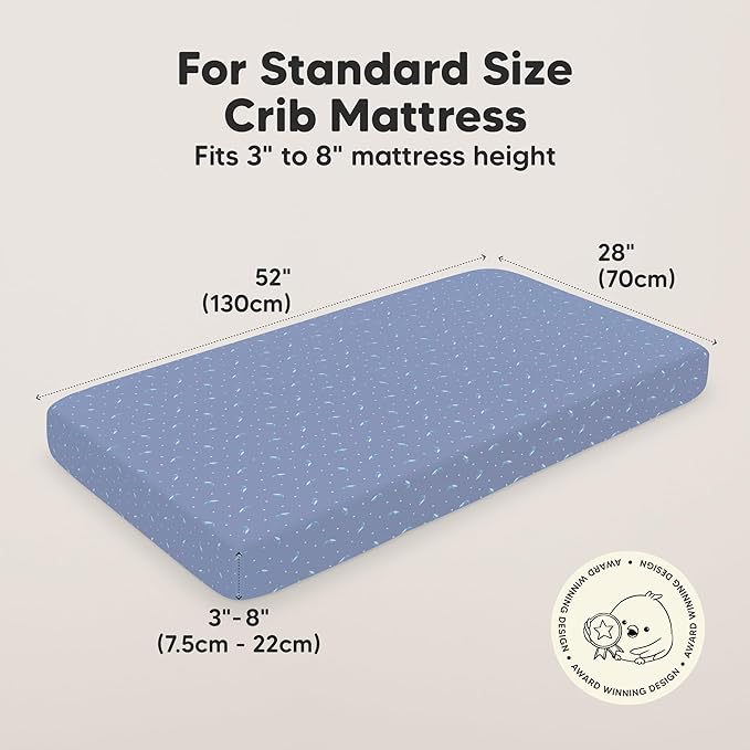 KeaBabies 2-Pack Organic Crib Sheets for Boys, Girls - 52x28 Fitted Crib Mattress Sheet Neutral, Breathable Jersey Cotton Cover for Baby Bed, Toddler Mattress, Soft & Cute Prints (Marine Muse)