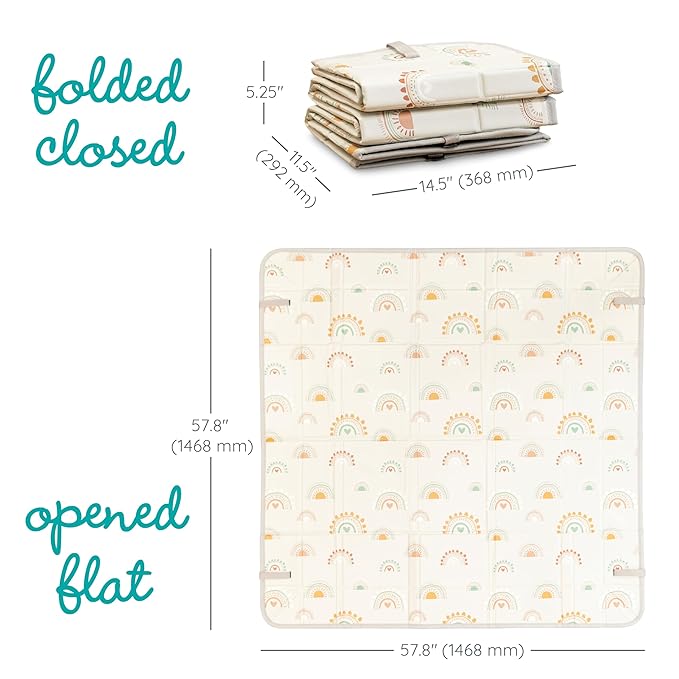 Infantino Foldable Soft Foam Play Mat, Baby Play Mat for Tummy Time & Floor Play, Lightweight, Easy to Store, Wipeable, Rainbows