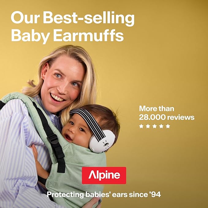 Alpine Muffy Baby Ear Protection for Babies and Toddlers up to 36 Months - CE & ANSI Certified - Noise Reduction Earmuffs - Comfortable Baby Headphones Against Hearing Damage & Improves Sleep - Yellow