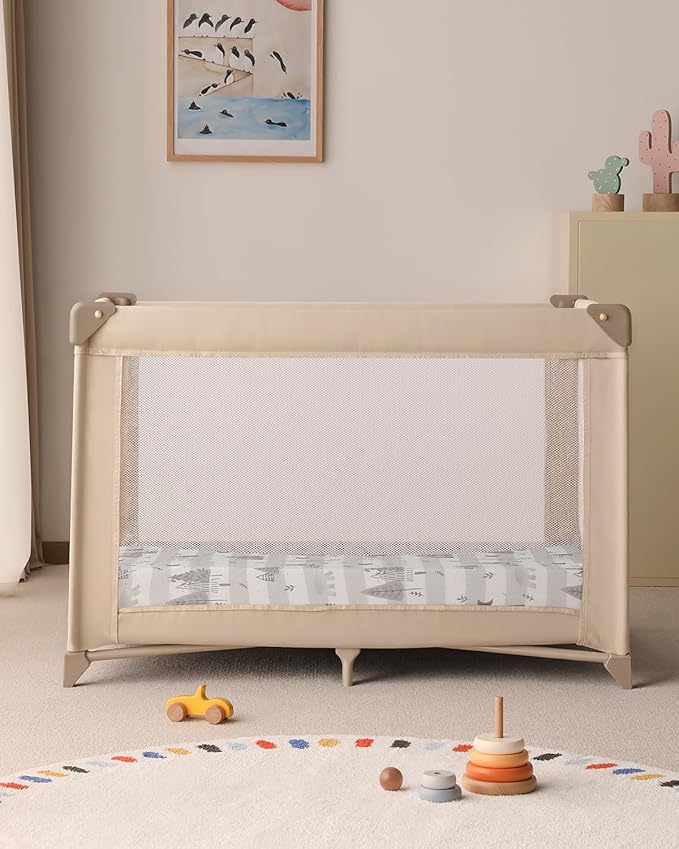 Yoofoss Baby Pack and Play Sheets 2 Pack for Boys and Girls - 38x26 Mini Crib Sheets Fitted Neutral Compatible with Graco Pack n Play Mattress,Ultra Soft Breathable Microfiber Forest Bear