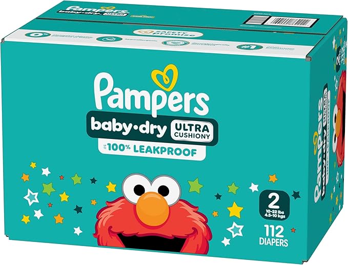 Pampers Diapers - Baby Dry - Size 2, 112 Count, Absorbent Disposable Infant Diaper (Packaging May Vary)