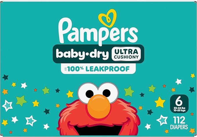 Pampers Diapers - Baby Dry - Size 6, 112 Count, Absorbent Disposable Infant Diaper (Packaging May Vary)