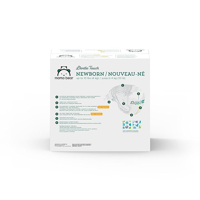 Amazon Brand - Mama Bear Gentle Touch Diapers, Size Newborn, 120 Count (4 packs of 30)