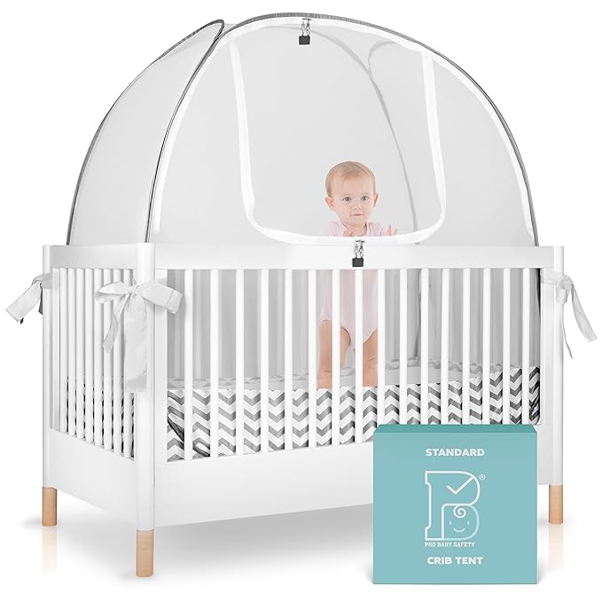 Breathable Mesh Crib Tent to Keep Baby from Climbing Out, Crib Net Canopy with Auto-Lock Zipper and Safety Latch, Crib Net to Keep Baby in, Crib Cover for Safety (Mosquiteros para Cunas de Bebes)