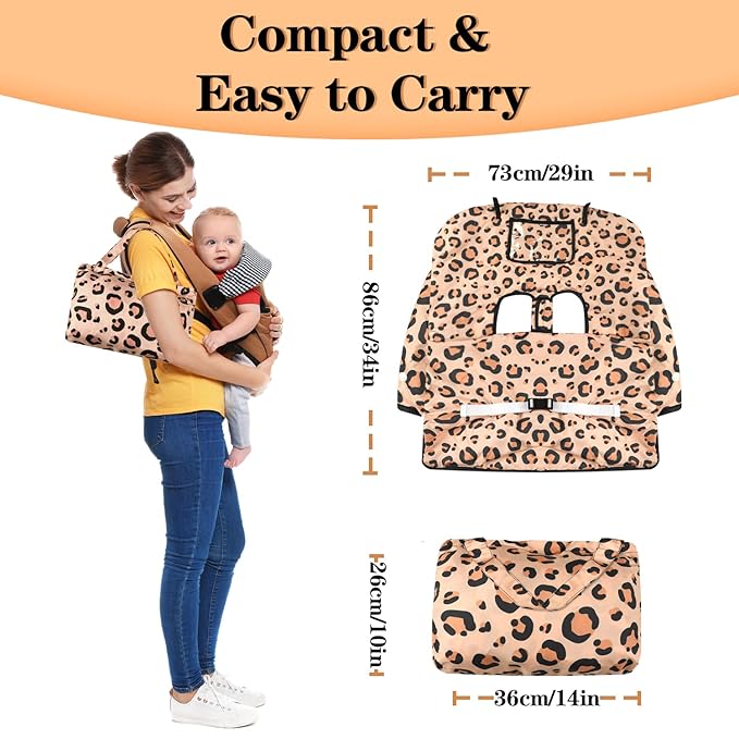 2-in-1 Shopping Cart Cover for Babies Soft Padded Grocery Cart Cover for Baby Boy Girl - Yellow Leopard Texture Pattern, Soft Padded, Safety Harness - Protect and Comfort Your Baby While Shopping