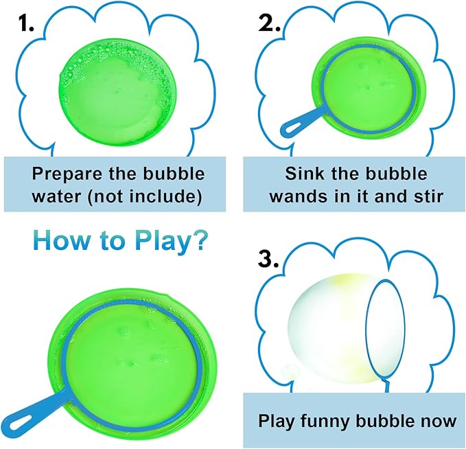 Roberly Bubble Wands Set Toys Bulk Funny Big Giant Large Bubble Making Maker with Tray for Kids Adult Summer Outdoor Playtime Activity Party Favors Gifts Birthday Games