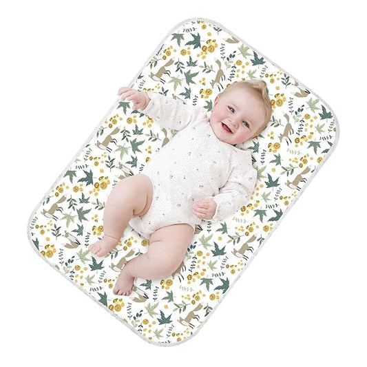 Baby Diaper Changing Pad – 31.5" x 21.5" Extra Large Waterproof Absorbent Portable Changing Mat, Reusable Changing Pad Liner for Travel or at Home Use(Fox)