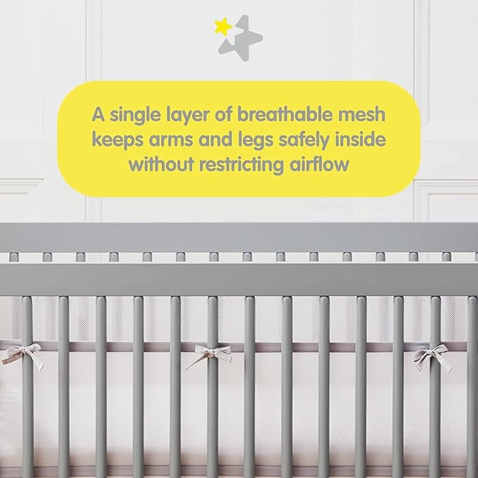 Breathable™ Mesh Liner for Mini Cribs, Deluxe 4mm Mesh, Green Seaglass (Size 4M Covers 4 Sides, Mini Cribs Only)