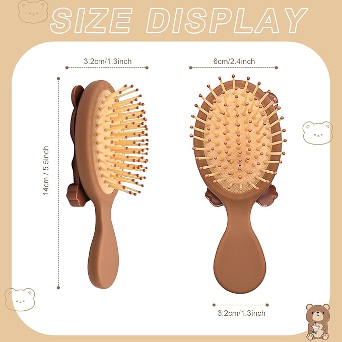 Mini Toddler Hair Brush Detangler Brush Kids Detangling Hairbrush Soft Massage Comb Small Travel Hair Brush for Thick Curly Thin Long Short（Brown）