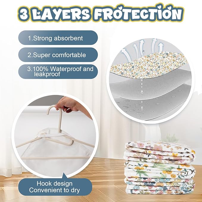 Baby Diaper Changing Pad – 31.5" x 21.5" Extra Large Waterproof Absorbent Portable Changing Mat, Reusable Changing Pad Liner for Travel or at Home Use(Floral1)