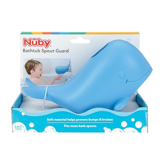 Nuby Bathtub Safety Spout Guard - Compatible with Most Standard Faucets - Bath Toys - Whale
