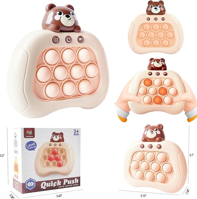 Pop The Target! Handheld Speed Push Game Machine: A Fun Multiplayer Game for Family. Sensory Fidget Toy Christmas Toys Gifts for 6 7 8 9 10 11 12 Years Old Kids Road Trip Car Games Kids Bear