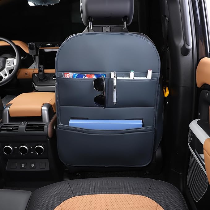 Seat Back Protector,Preventing the Impact of Children Stepping on the Seat Backrest,Beautiful appearance and easy to clean,black (Blue-2 pcs)