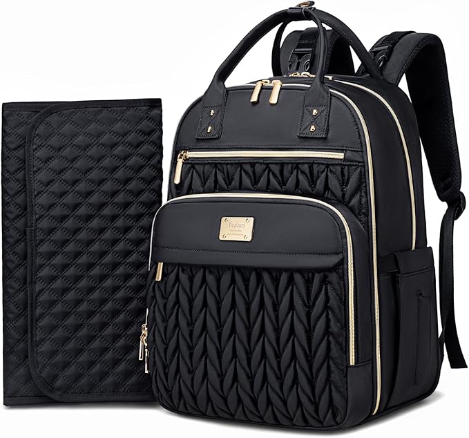 Diaper Bag Backpack,Stylish Baby Diaper Bag,Waterproof Travel Diaper Backpacks Baby Bags with Changing Pad,Stroller Straps,Insulated Pockets (Black)