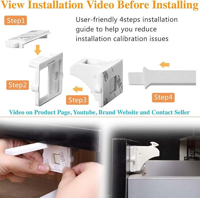 Vmaisi Adhesive Magnetic Locks for Cabinets & Drawers (32 Locks and 4 Keys)