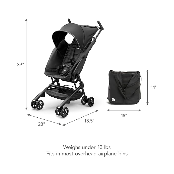 Munchkin® Night Owl™ Lightweight Travel Stroller with Wheel Lights, Ultra Compact Baby Stroller for Everyday Travel and Easy Storage, Essential Gear for Babies & Toddlers, Black