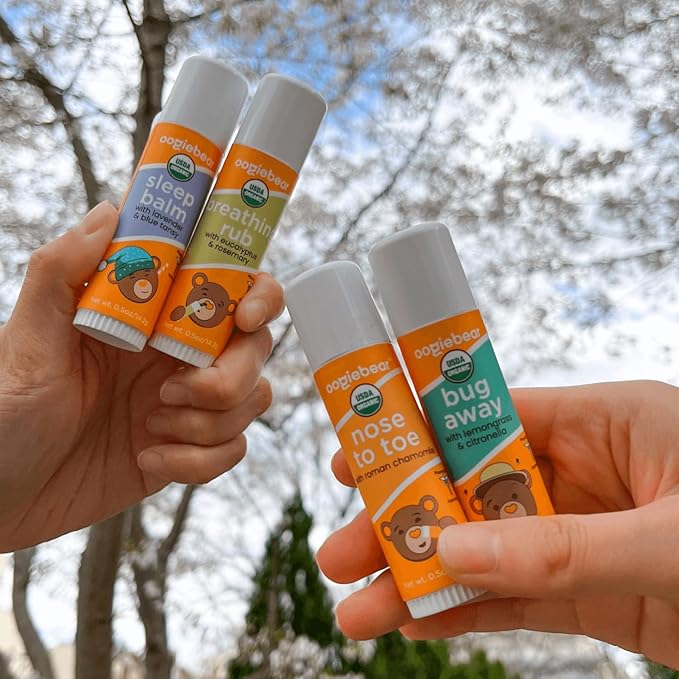 oogiebear Organic Baby Balm 4-Pack – Nose-to-Toe, Breathing Rub, Bug Away & Sleep Balm – Natural & Organic Soothing Care for Babies & Toddlers