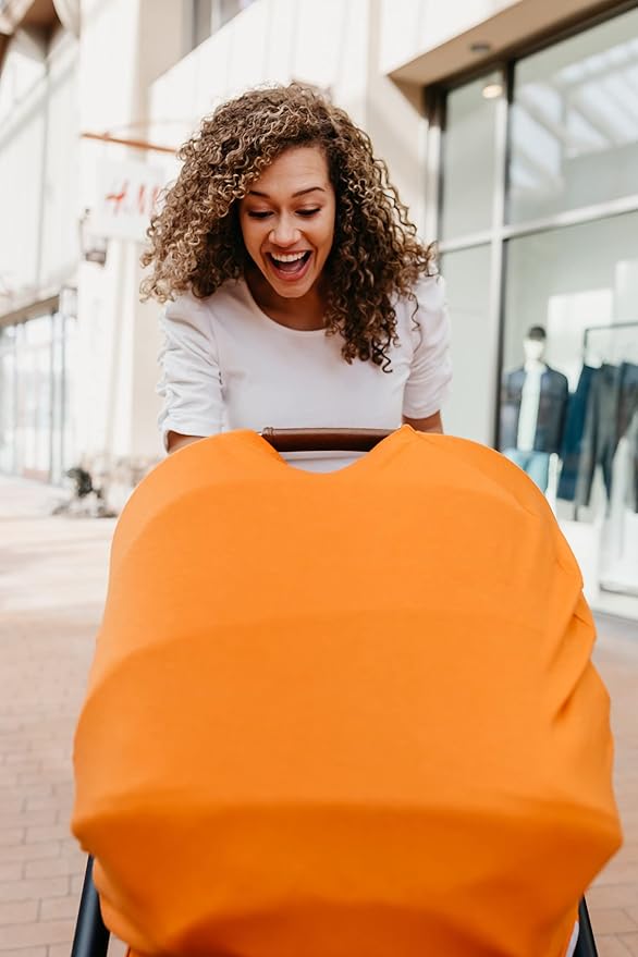 Baby Car Seat Cover Canopy and Nursing Cover Multi-Use Stretchy 5 in 1 Gift "Blaze" by Copper Pearl