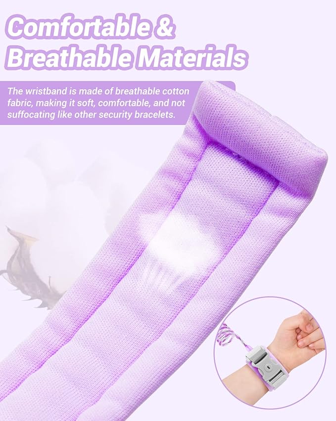 Anti Lost Wrist Link, 2 Pack Toddler Safety Leash with Key Lock, Reflective Child Walking Harness - Dual 8.2ft Length Pink & Purple Kids Leash for Outdoor, Kids Travel Essencials