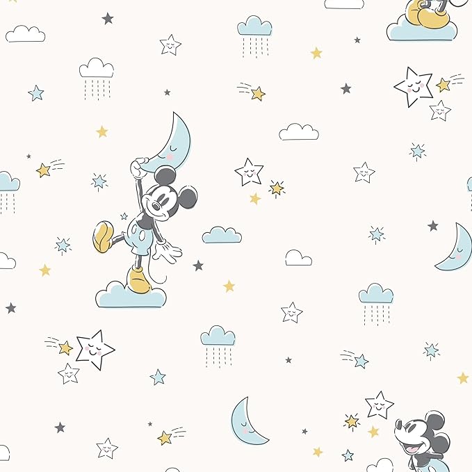 Lambs & Ivy Disney Baby Moonlight Mickey Mouse Fitted Crib Sheet - White