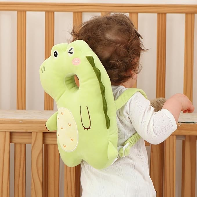 Baby Head Protector Backpack -Soft & Lightweight Pads - Prevents Bebes Backward Fall Dinosaur