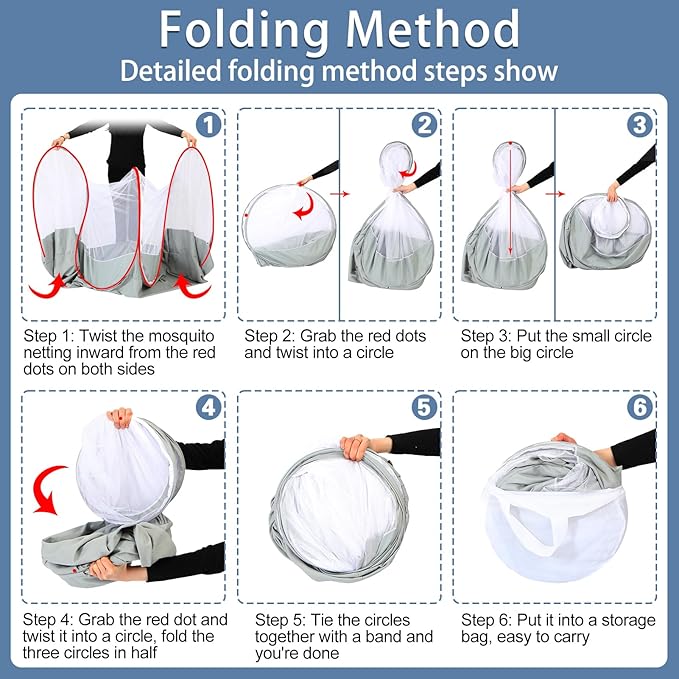 Mosquito Net for Bed - Pop Up Bed Tent - Portable Travel Mosquito Net, Mosquito Netting for Suitable for Baby, Adult Bedroom, Camping, Napping, Patio