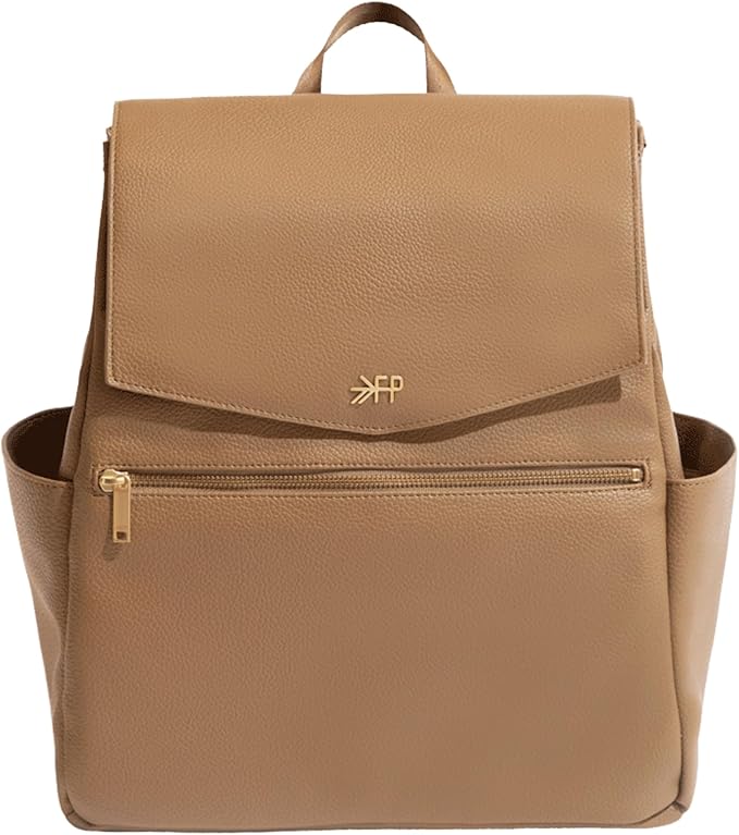 Freshly Picked Classic II Diaper Bag Backpack, Wipeable Vegan Leather With Changing Pad, Convertible (Toffee V2)