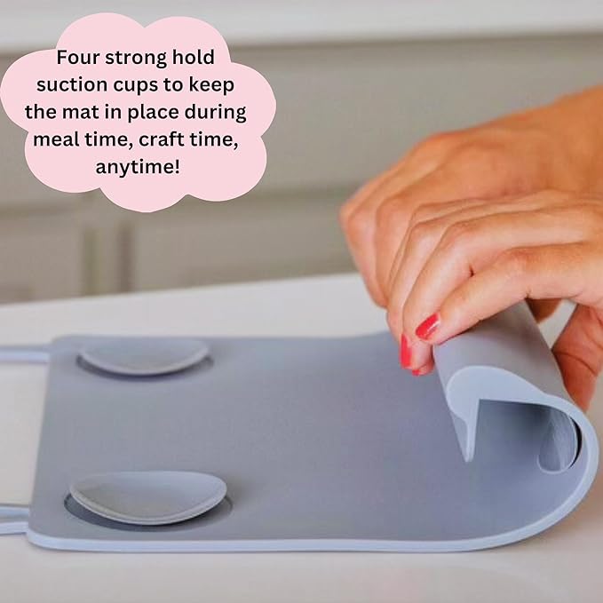 The Table Tyke Silicone Placemat with Table Edge Bumper for Baby Toddler Suction Cup Safety Mat (Sage Green)