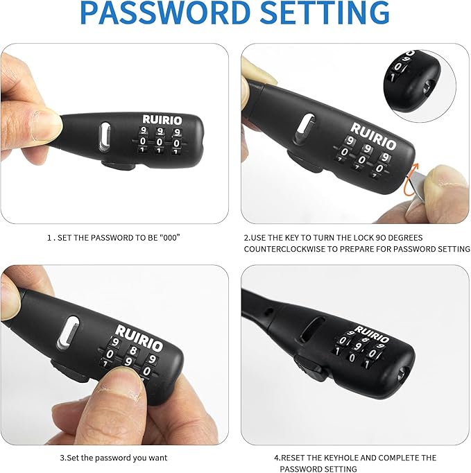 Combination Lock Cable for Cabinets Proofing Security Locks, Suitable for Cabinets, French Refrigerators, Baby Strollers, Kids' Bikes, Helmets, Gates. 1-Pack, Black.