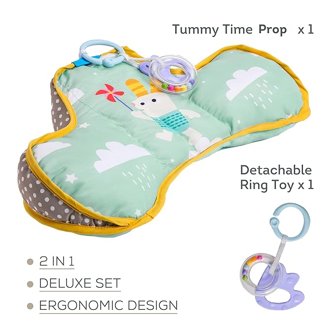 Taf Toys Baby Tummy Time Cushion | Perfect for 2-6 Months Old Babies, Enables Easier Development & Easier Parenting, Natural Developmental, Comfortable Tummy Time, Ergonomic Design, Detachable Toys