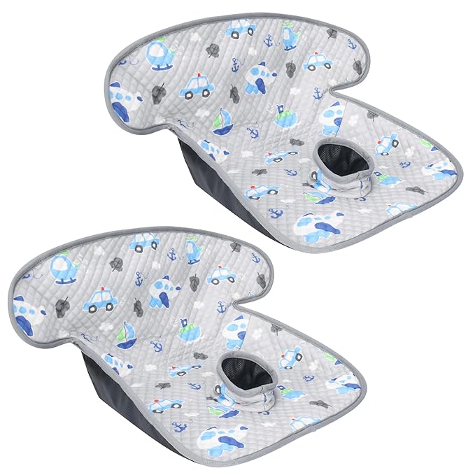 INFANZIA Dry Seat,Car Seat Protector Waterproof Carseat Liner Potty Training Toddlers, Baby and Infants, Piddle Pad for Carseats Strollers (Gray Plane Car, 2 Packs