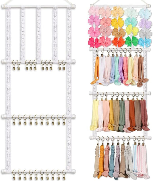 POVETIRE Headband Holder Hair Bows Organizer for Baby Girls, Baby Headbands Hair Accessories Organizer Storage Wall Hanging Decor for Toddler Room
