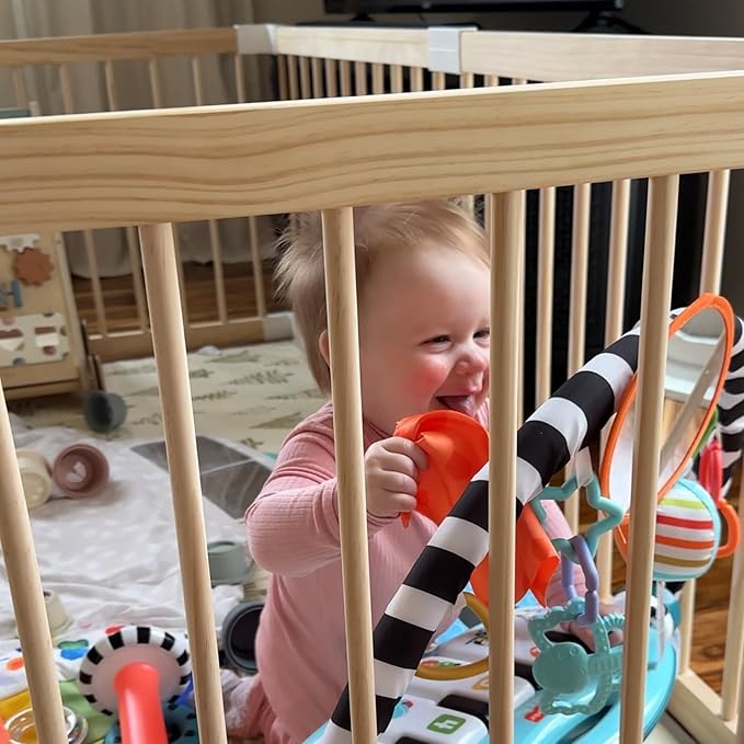 HARPPA Baby Gate Playpen for Babies and Toddlers Wooden Playpen Large Baby Fence Play Yards for Play Area (60x71.5x24 inches)
