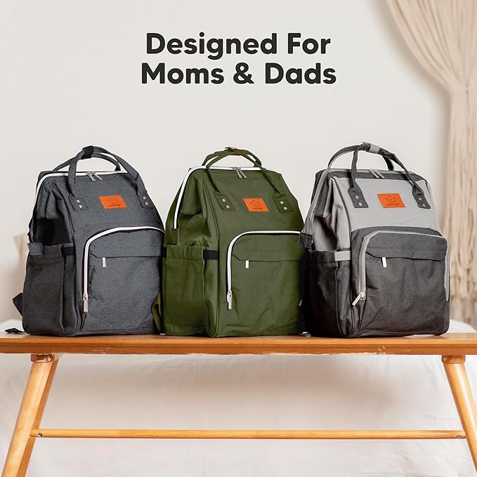 KeaBabies Baby Diaper Bag Backpack - Large Baby Bag for Boys, Girls, Waterproof Multi Function Travel Diaper Backpack with Changing Pad, Durable Travel Essentials for Moms and Dads (Coffee Brown)