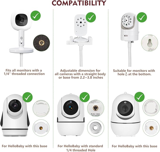 Baby Monitor Floor Stand Compatible with HelloBaby, Nanit Pro, Infant Optics, Babysense, Owlet, Baby, Bonoch, Adjustable Height from 37.4-69, Universal Baby Camera Stand Mount, Safety for Nursery