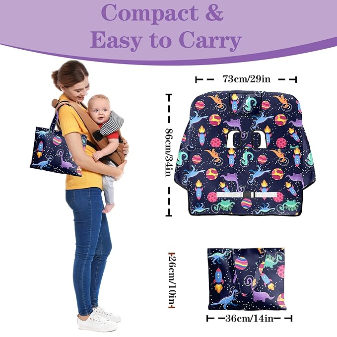 Shopping Cart Cover for Baby Girl Boy 2-in-1 High Chair Water Resistant High Chair Cover w/Phone Pouch Pocket Gender Neutral Cart Cover for Babies Padded Grocery Cart Cover for Baby