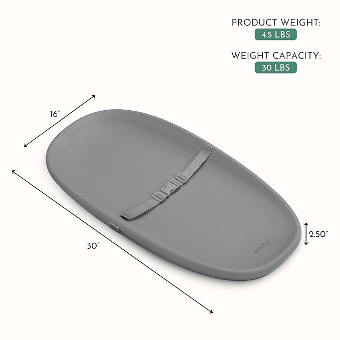 Evolur Eva Baby Changing Pad in Dark Gray, Soft, Lightweight and Portable Changing Pad, Fits All Changing Table, Waterproof Firm Padding