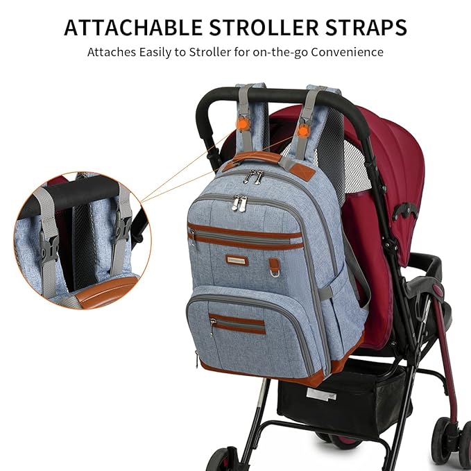 Diaper Bag Backpack, Large Baby Nappy Bags with Portable Changing Pad for Boys and GirlsMultifunction Travel Baby Bag for Moms Dads, Shower Gifts Waterproof and Stylish，Light Blue