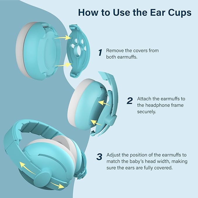 2-in-1 Baby Ear Muffs for Hearing Protection, Noise Cancelling Earmuffs for Babies and Toddlers up to 48 Months