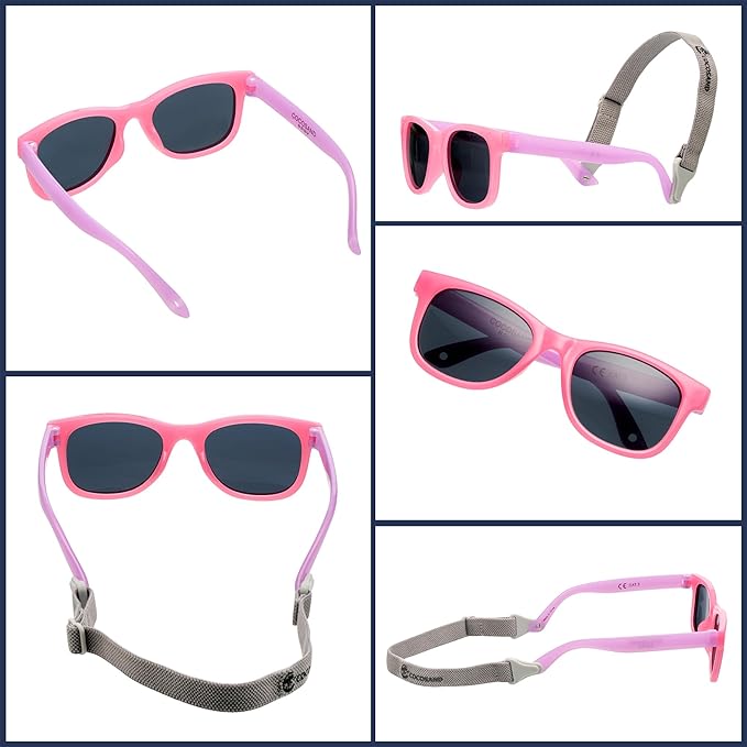 COCOSAND Flexible Polarized Baby Sunglasses with Strap UV Protection for Toddler Infant Girl Boy Age 0-24 Months