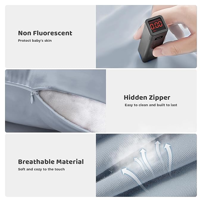 Baby Lounger - Baby Lounger for Newborn, 0-24 Months, Infant Lounger for Home and Travel, Soft Cotton, Baby Nest Lounger, Newborn Babies Essentials Gifts, GrayishBlue(Lounger Cover Included)