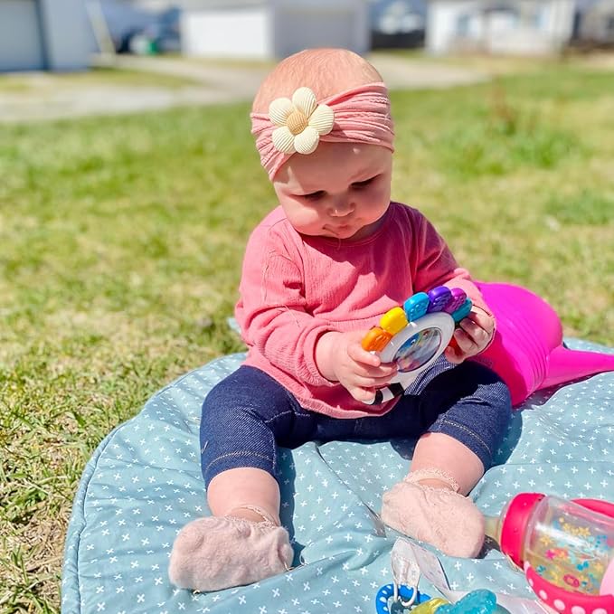 CÉLLOT Baby Flower Headbands Baby Girls Nylon Headbands Baby Essentials Stretchy Hairbands Handmade Hair Accessories for Newborn Infant Toddlers Kids (Pink,Cameo,Salmon)