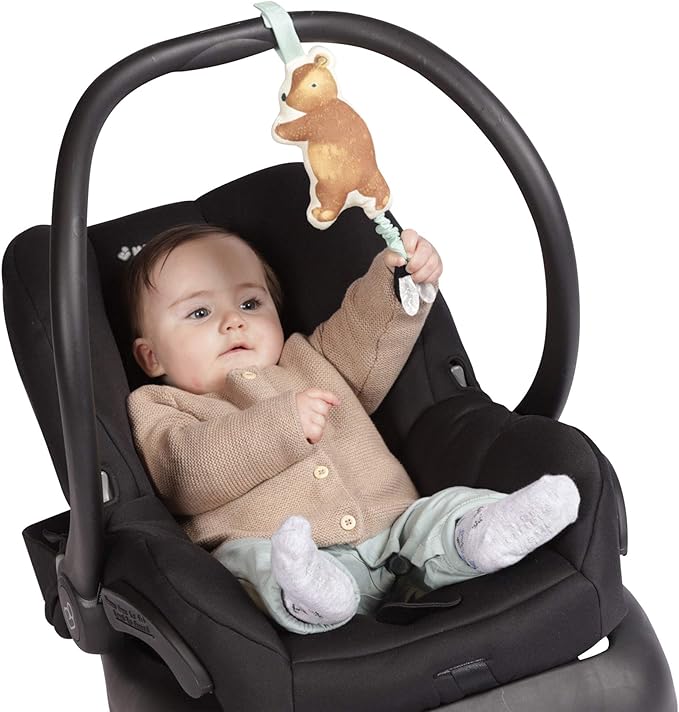 Manhattan Toy Bumble Bear Baby Travel Toy with Jiggle Pull, Crinkle Fabric and Adjustable Loop for Carriers and Cribs